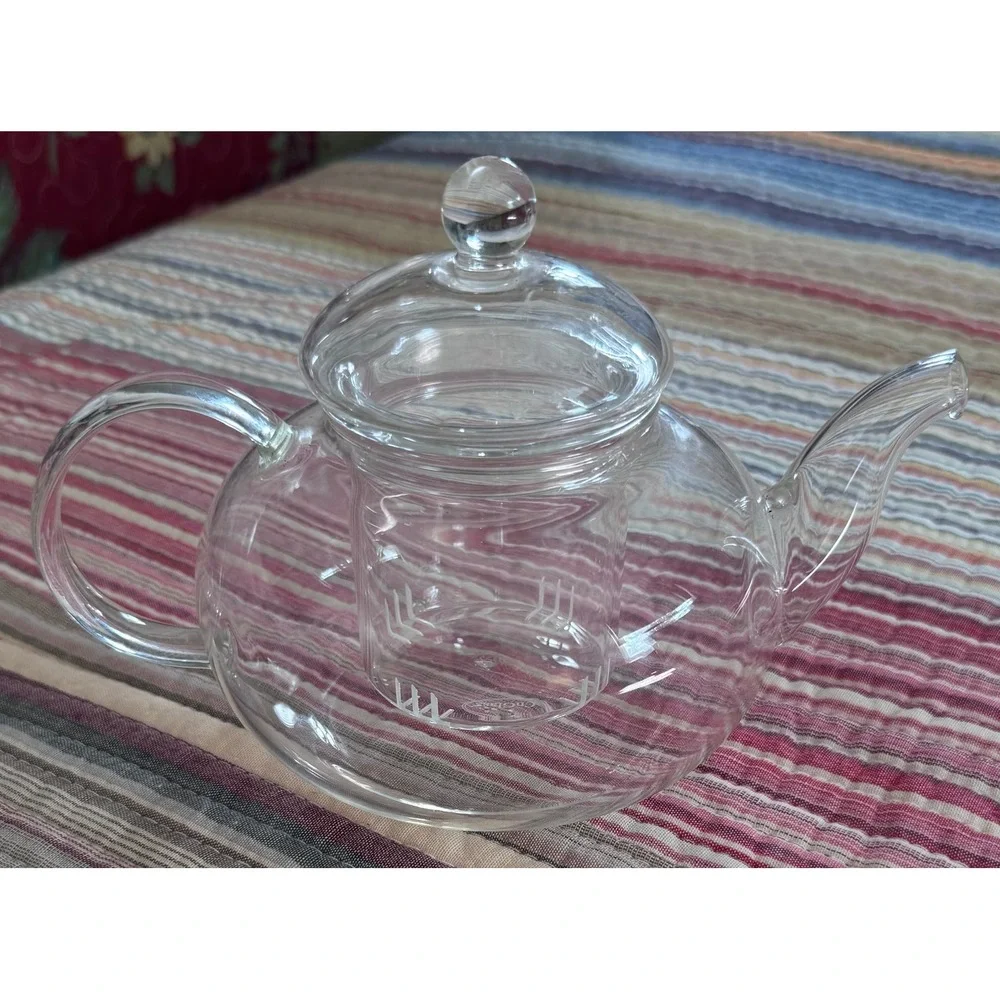 CnGlass Borosilicate Glass Teapot with Removable Glass Infuser Clear 600ml 20 oz